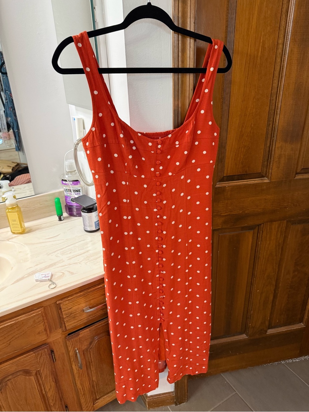 Maeve Orange Polka Dot Midi Dress - Picture 2 of 7